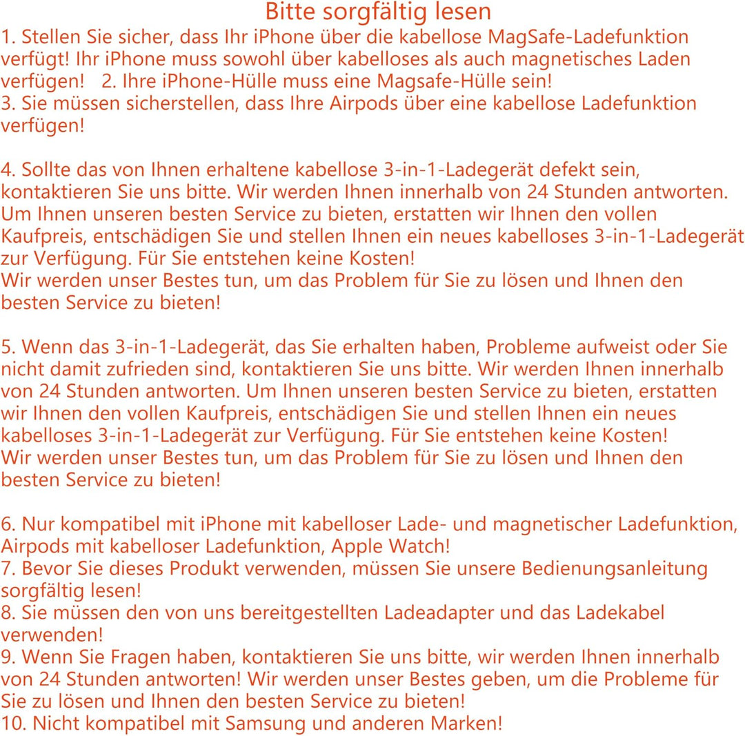3 in 1 induktive Ladestation für Apple, Faltbarer 3 in 1 kabelloses Ladegerät für Magsafe für iPhone