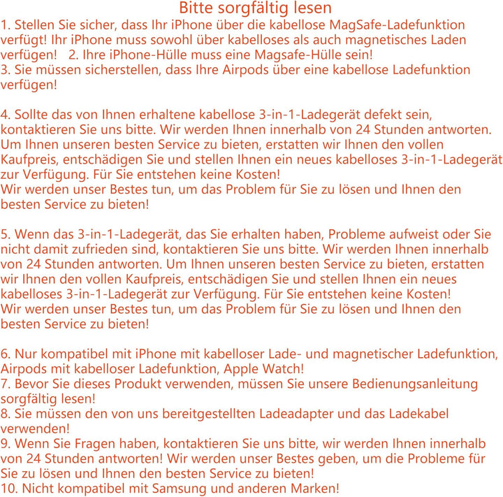 3 in 1 induktive Ladestation für Apple, Faltbarer 3 in 1 kabelloses Ladegerät für Magsafe für iPhone