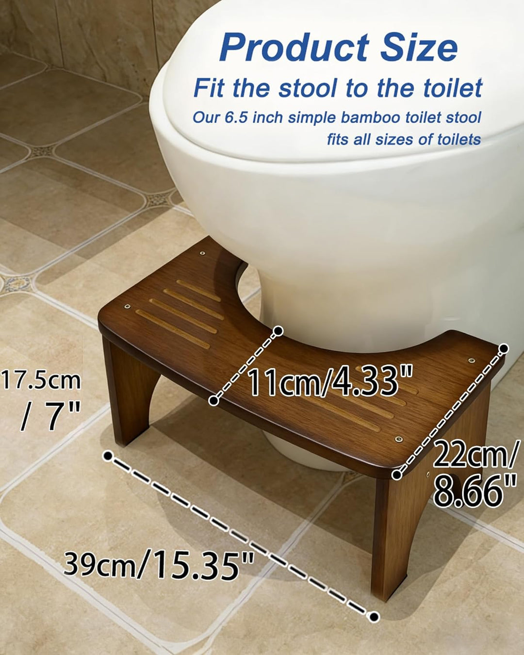RayLove Physiologischer Toilettenhocker aus Bambus – WC-Trittbrett aus Holz – 35 Grad strapazierfähi