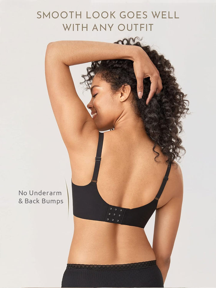 MELIWOO Damen Nahtloser BH ohne Bügel Invisible Gepolstert Entlastungs Bralette 75B Schwarz, 75B Sch