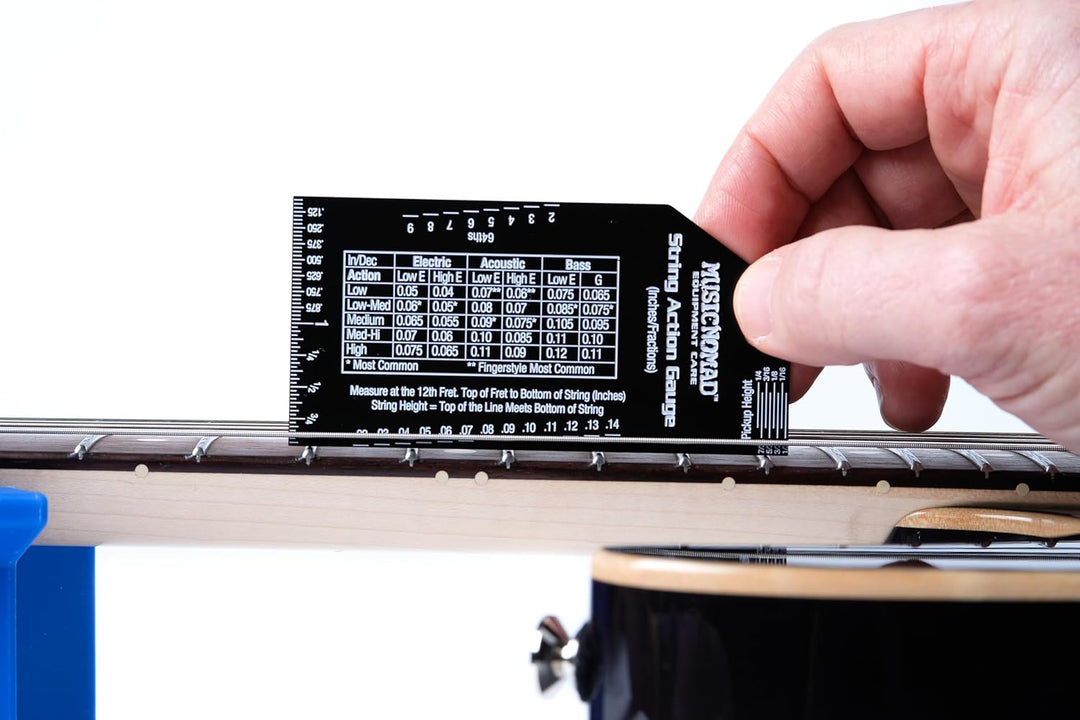 MusicNomad MN602 Precision String Action Gauge Ruler for String Height- Metric, SAE, 64ths Einzeln,