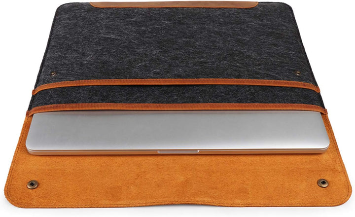 MegaGear MacBook-Tasche aus echtem Leder und Fleece,Laptop-Hülle für MacBook Pro und MacBook Air,14