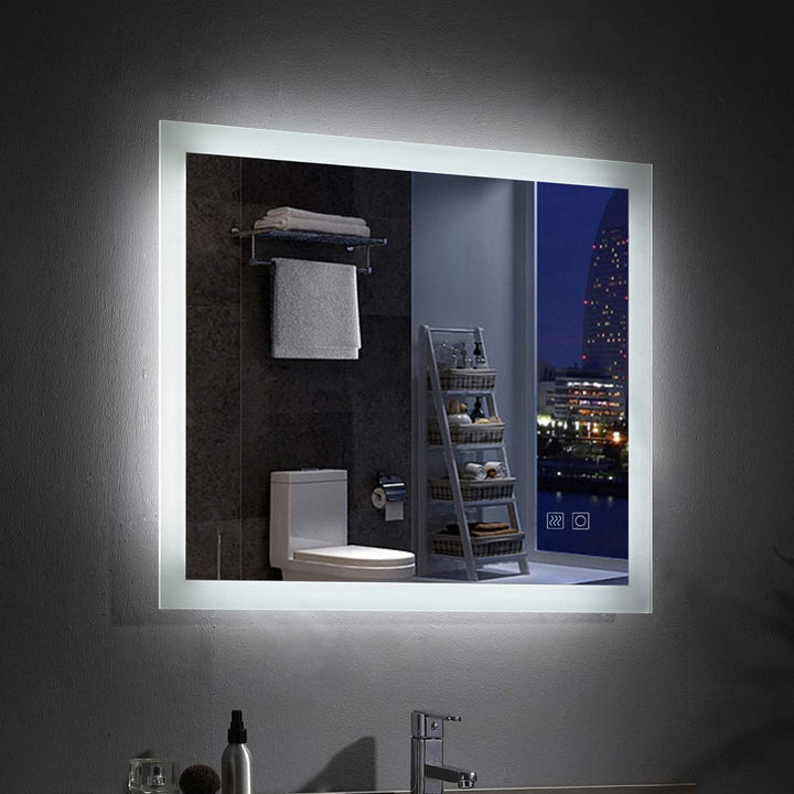 MEESALISA LED Badspiegel mit Beleuchtung 80x60 cm badezimmerspiegel mit beschlagfrei Touch warmweiss