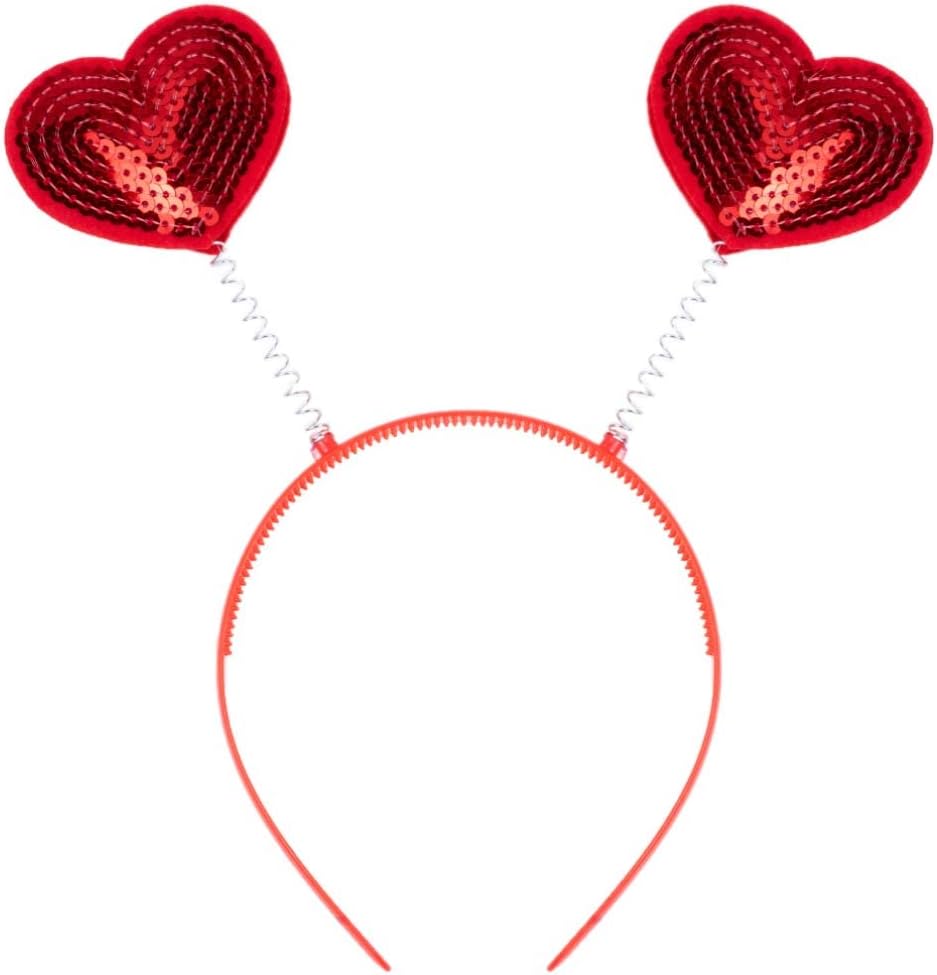 Goldschmidt Haarreif mit Herzchen-Fühlern | Herz Tiara Kopfschmuck Fasching | Karneval Liebe 3 Stk S