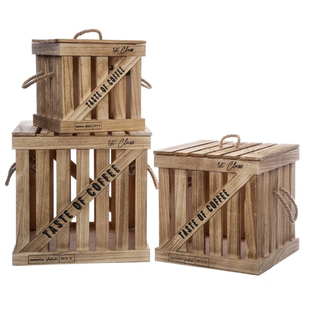 Set aus 3 Boxen "Colonial" - Beige - Atmosphera créateur d'intérieur cm Holz, cm Holz