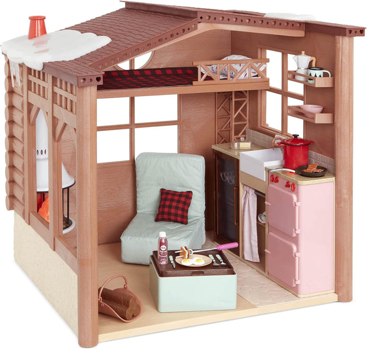 Our Generation - Gemütliche Hütte - Puppenhaus Spielset - Möbel & Spielnahrung - 46 cm Puppe Zubehör