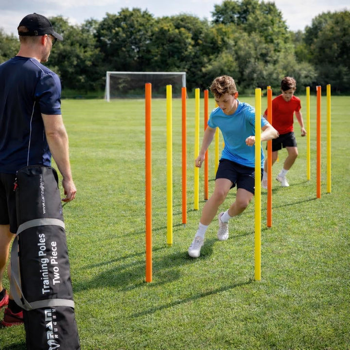 Trainingsstangen, 2-teilig, in ordentlichen Beutel, 12 Stück, Rugby, Hockey, Indoor, training-poles