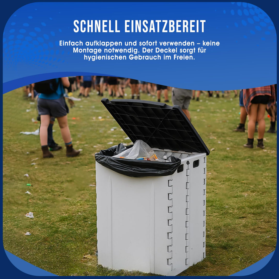 Faltbarer Mülleimer 30L mit Deckel – Klappbarer Abfalleimer Camping, Wohnmobil & Outdoor – platzspar