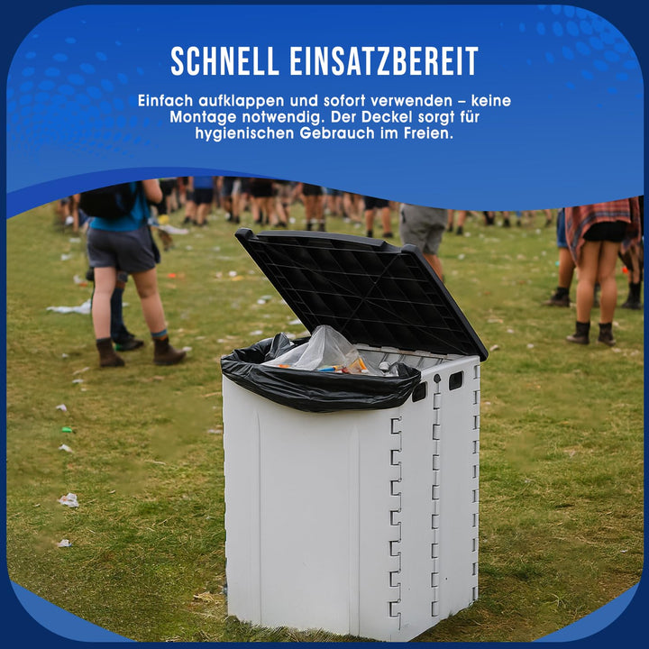 Faltbarer Mülleimer 30L mit Deckel – Klappbarer Abfalleimer Camping, Wohnmobil & Outdoor – platzspar
