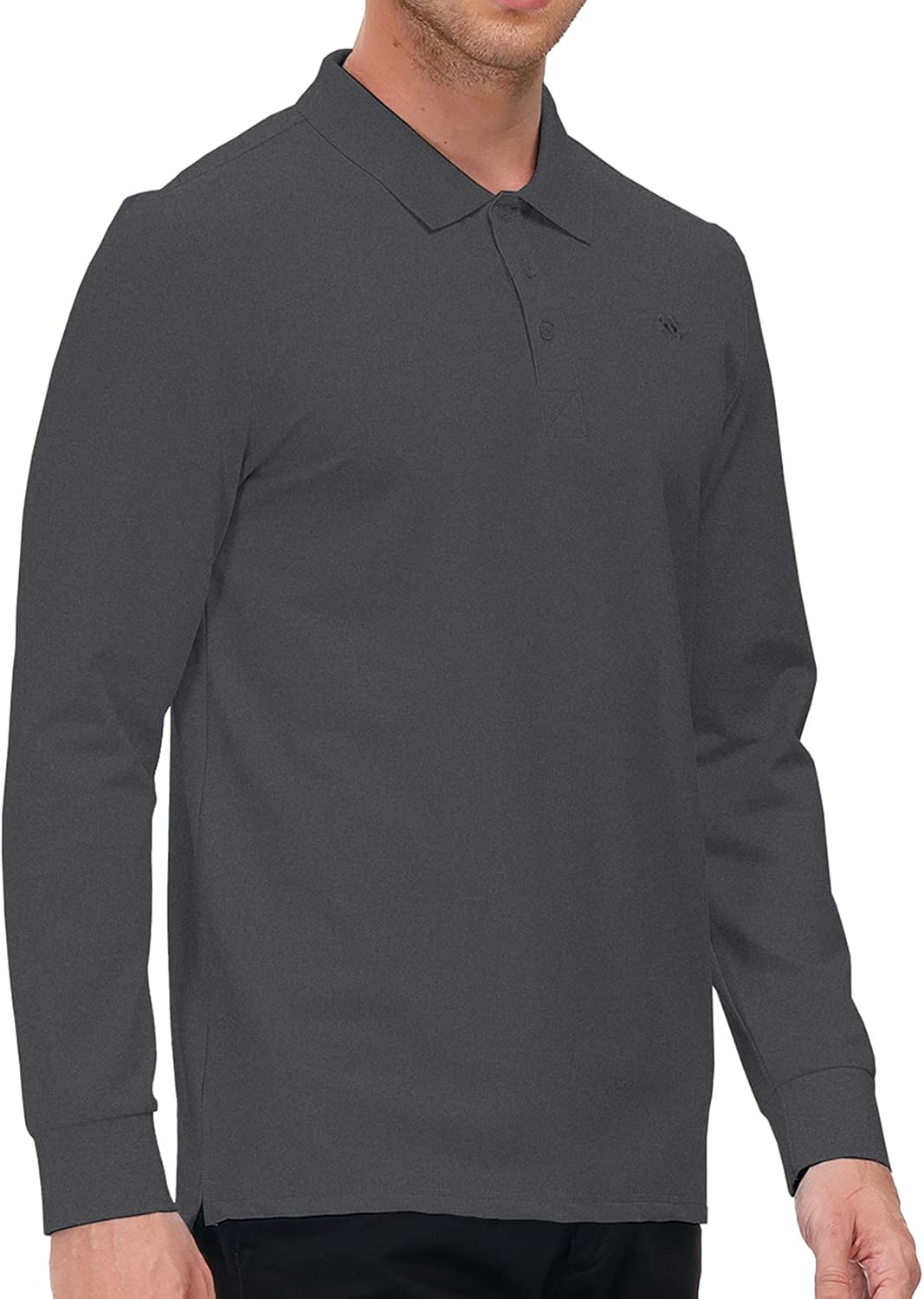 MoFiz Herren Poloshirt Langarm Baumwolle Polohemd Freizeit Polo Golf Wintershirts mit Kragen, Dunkel