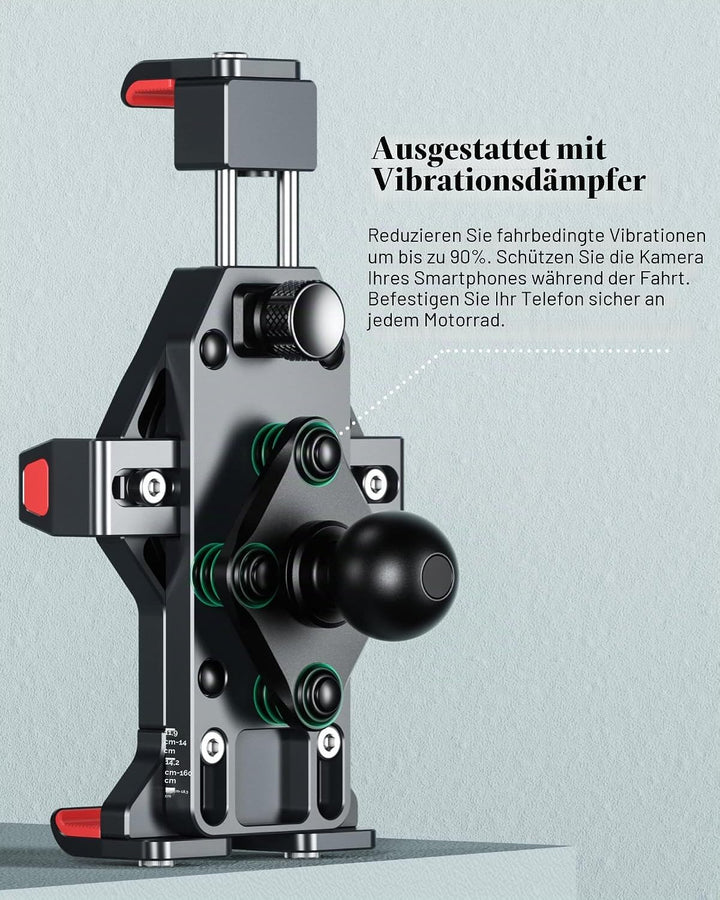 BRCOVAN Motorrad Handyhalterung mit Vibrationsdämpfer, Diebstahlsichere Aluminiumlegierung Handy Mot