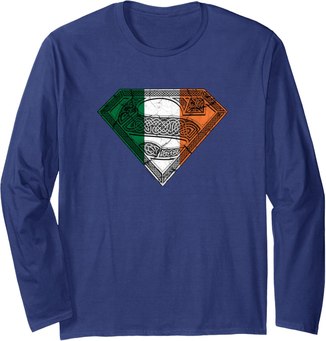 Superman Irish Celtic Shield Langarmshirt