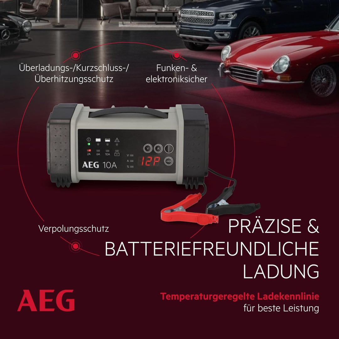 AEG Automotive 97024 Mikroprozessor-Ladegerät LT 10 Ampere für 12 und 24 V Batterien, 9-stufig 10 Am