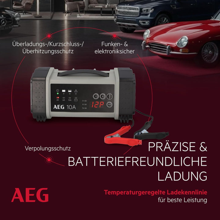 AEG Automotive 97024 Mikroprozessor-Ladegerät LT 10 Ampere für 12 und 24 V Batterien, 9-stufig 10 Am
