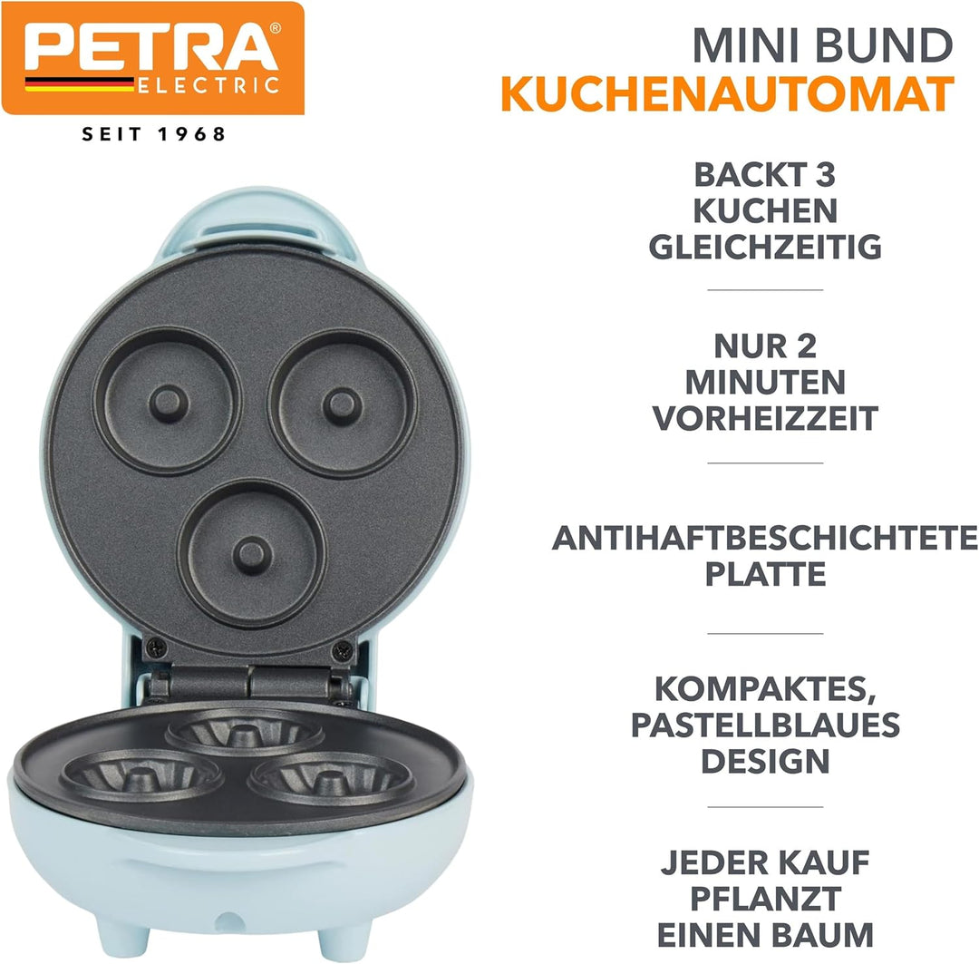 Petra PT4693BLNVDE Mini Bund Kuchenautomat - Nicht haftender Elektrischer Kuchenbäcker, 12.5 cm Plat