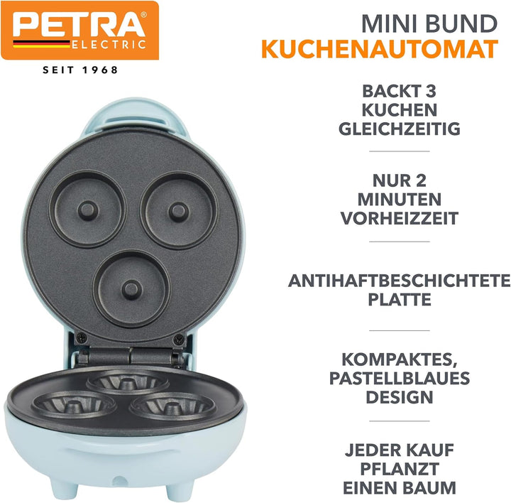Petra PT4693BLNVDE Mini Bund Kuchenautomat - Nicht haftender Elektrischer Kuchenbäcker, 12.5 cm Plat