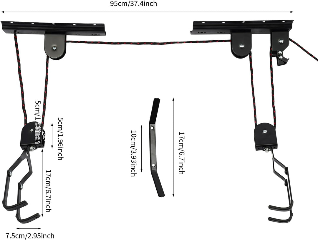 Fahrradlift Flaschenzug, Fahrrad Deckenhalterung mit Haken, Tragkraft bis 60 kg, Fahrradhalterung Se
