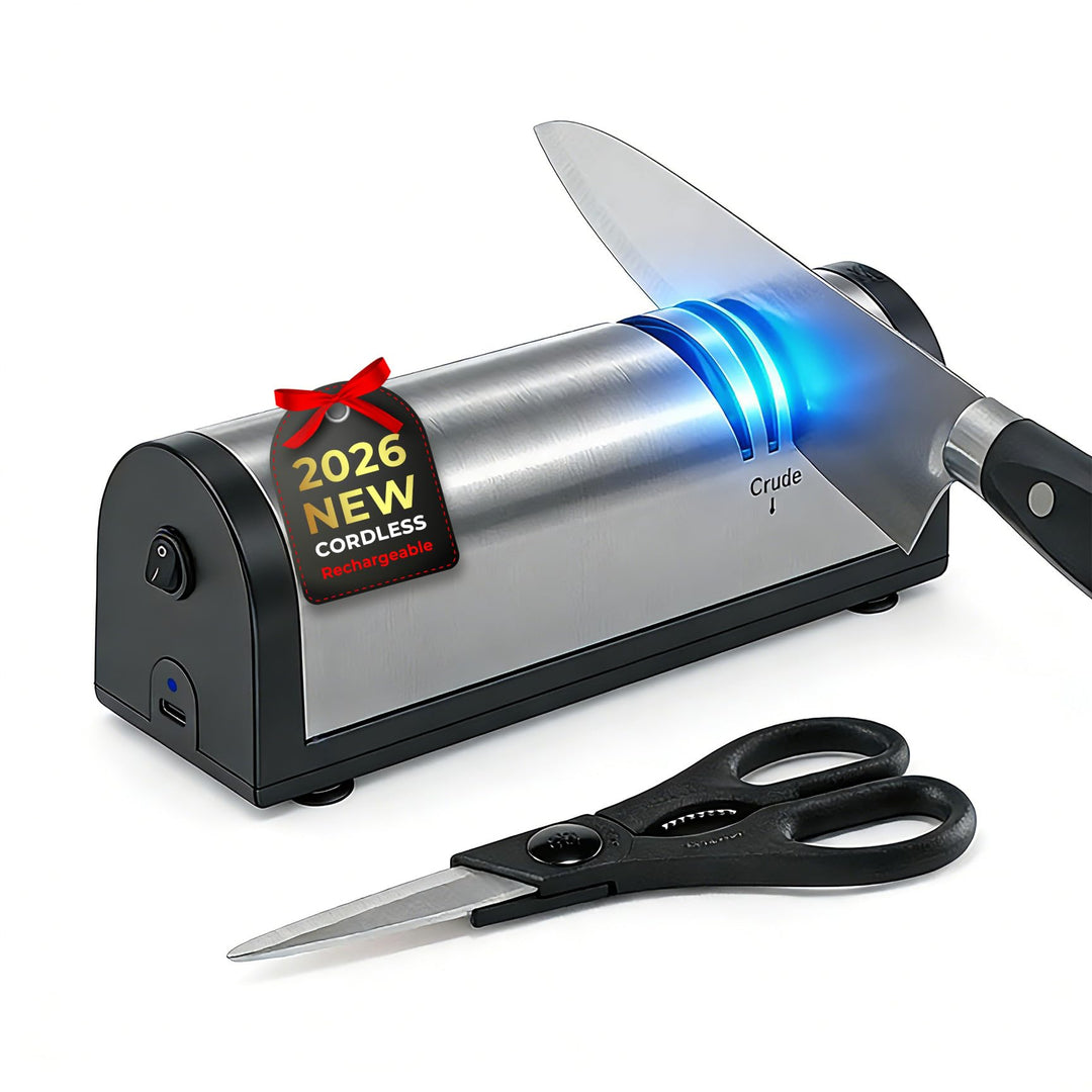 Flechazo Elektrischer Messerschärfer, USB-C Aufladbar, Tragbar, Kunststoff, für Grobe und Feine Klin
