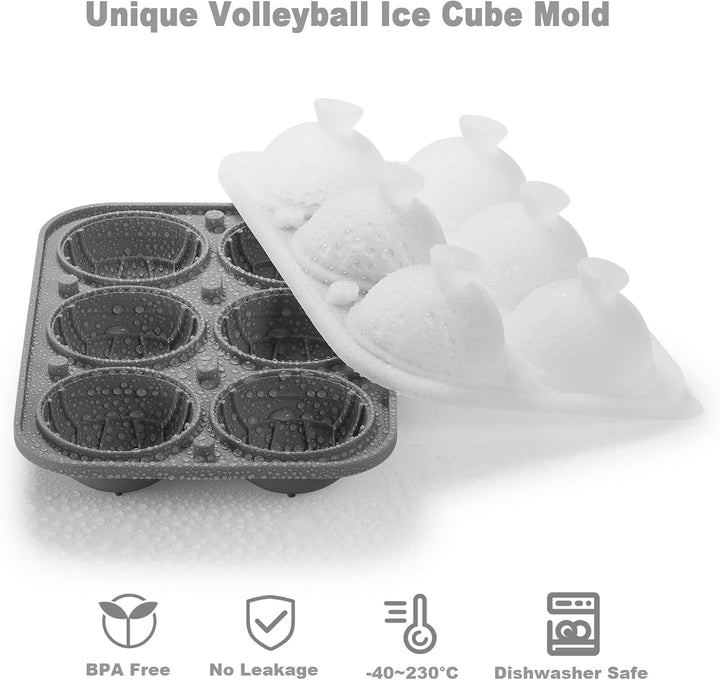Nax Caki 3D-Volleyball-Eiswürfelform, grosse Volleyball-Silikonform, lustige Formen, Whiskey-Eisform