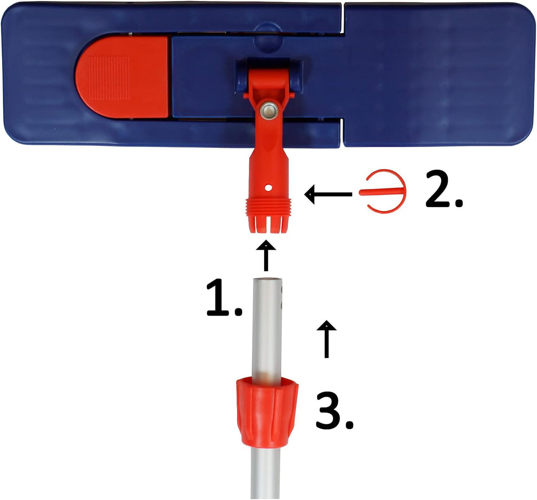 Sonty 2 Stück Wischmopp Set XL 50 cm, Klapphalter Magnet, Mopstange Alu, Microfaser Mopp (2)