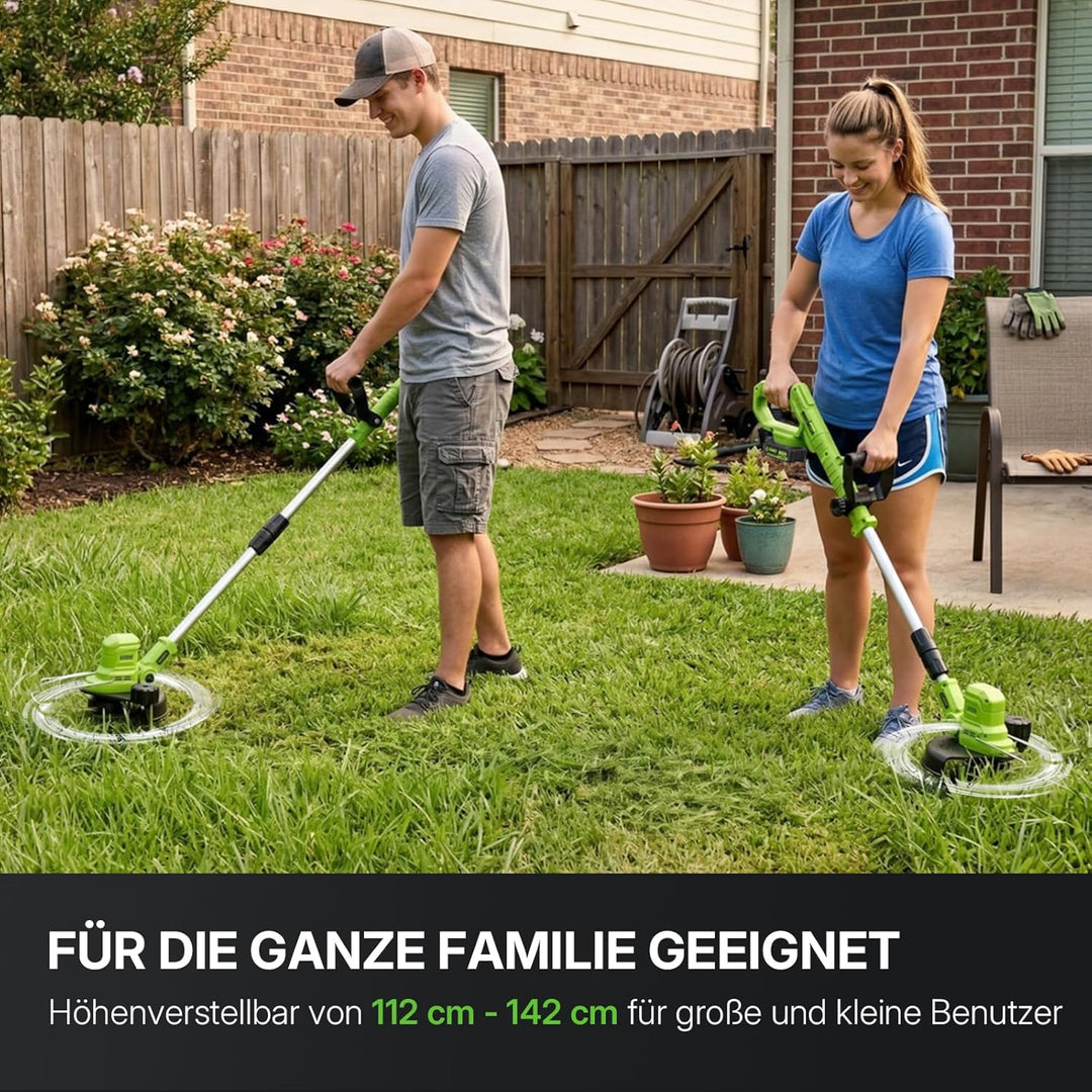 WORKIT 20V Akku Rasentrimmer mit Akku und Ladegerät, 2-in-1 Freischneider Akku, Bürstenloser Motor,