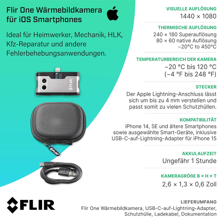 FLIR One Wärmebildkamera für iOS-Geräte Version 3, Silver iOS Heimanwender -