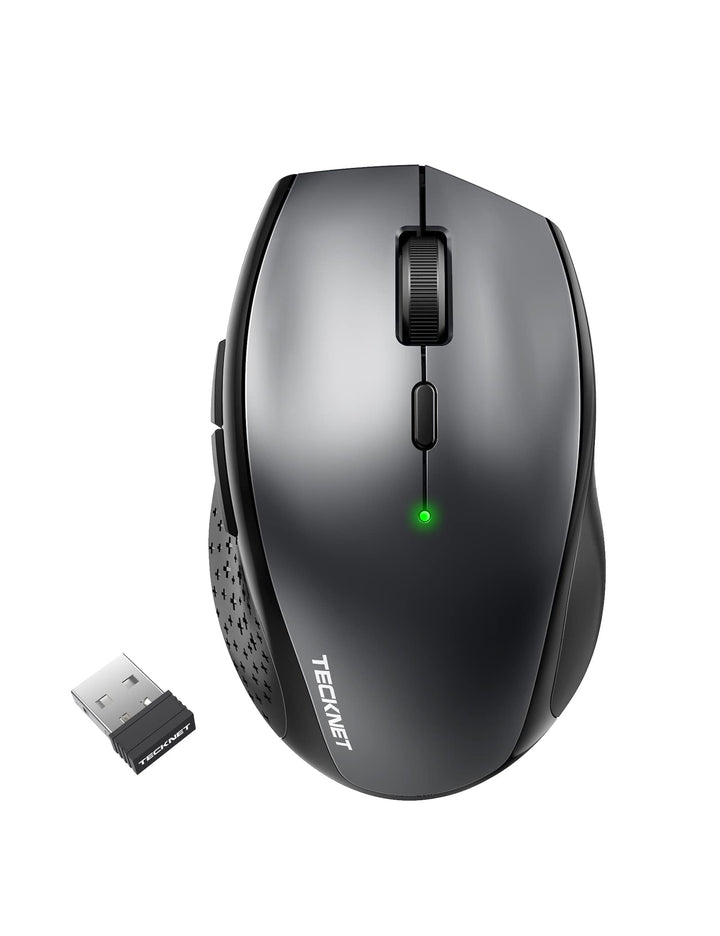 TECKNET Bluetooth Maus, 4800 DPI Maus Kabellos (Tri-Mode: BT 5.0/3.0 2.4G), Leise Funkmaus mit USB-E
