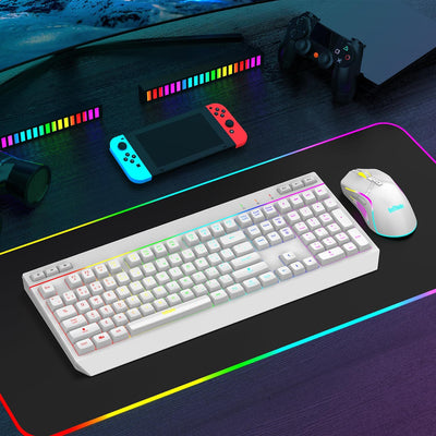 RedThunder K20 Rechargeable Kabelloses Tastatur und Maus Set, QWERTZ DE Layout, RGB Hintergrundbeleu