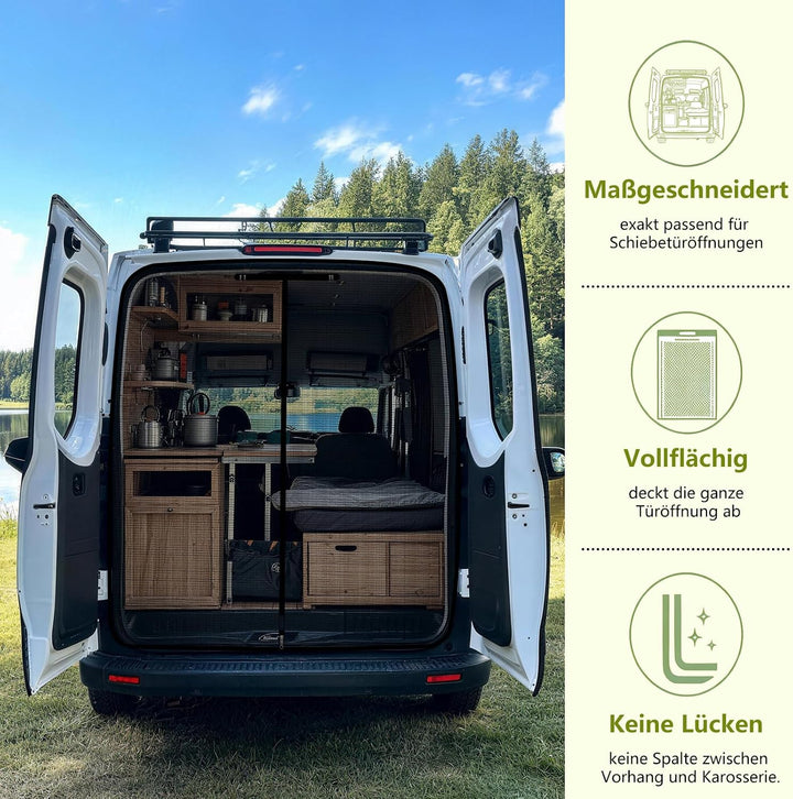 XCBYT Moskitonetz Auto Hintertür Kompatibel für VW T5 T6,Magnetisch Reissverschluss Fliegengitter Au