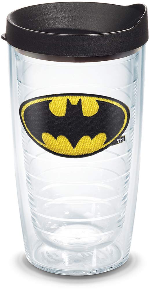 Tervis 1083744 Batman Tumbler mit Emblem und schwarzem Deckel, Tritan, klar