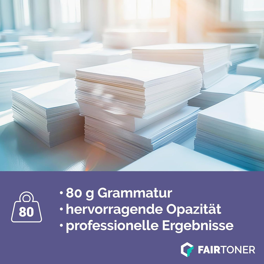 FairToner Kopierpapier 2500 Blatt DIN-A4 80g, Weiss (5 x 500 Blatt / 5er Pack) Universal Druckerpapi