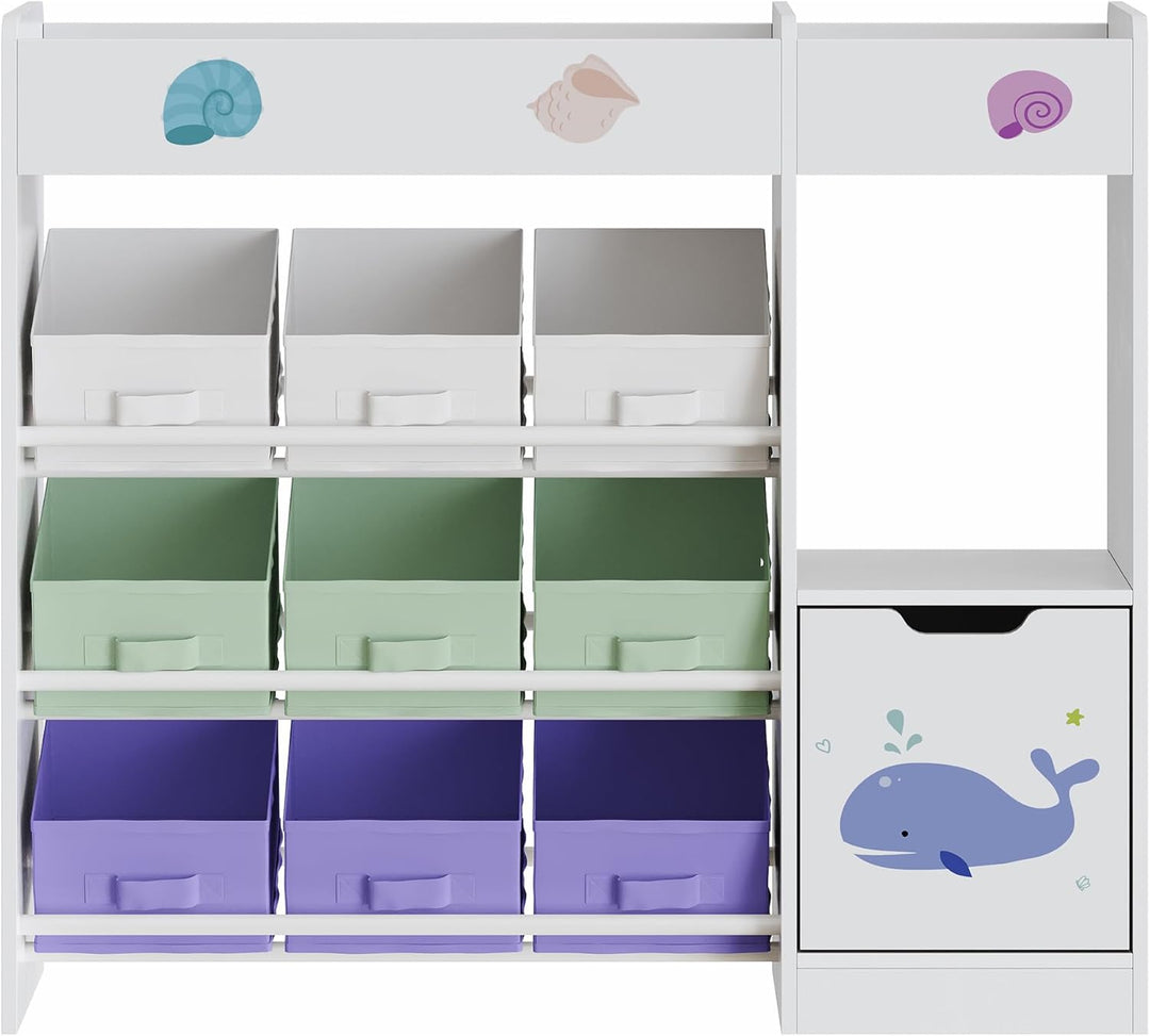[en.casa] Kinderregal Søndreland Bücherregal für Kinder mit 9 Aufbewahrungsboxen Obere Ablage Spielz
