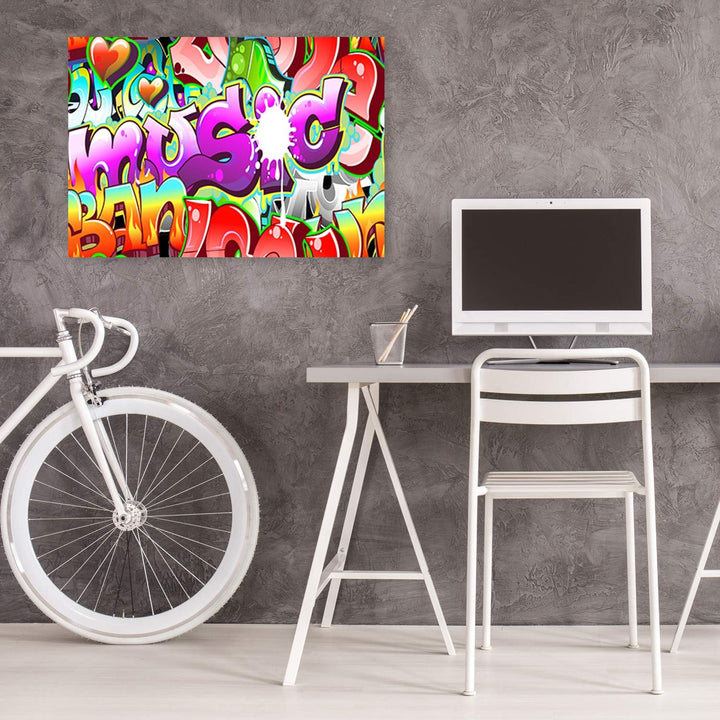 Feeby Bild auf Leinwand Graffiti Kunstdruck modern abstrakt Violett 80x60 cm M14500 80x60 cm, M14500