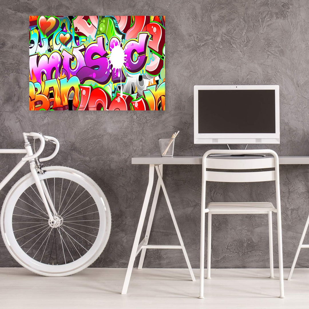 Leinwandbild XXL Graffiti Wandbild Kunst abstrakt Violett 120x80 cm M14500 120x80 cm, M14500 120x80