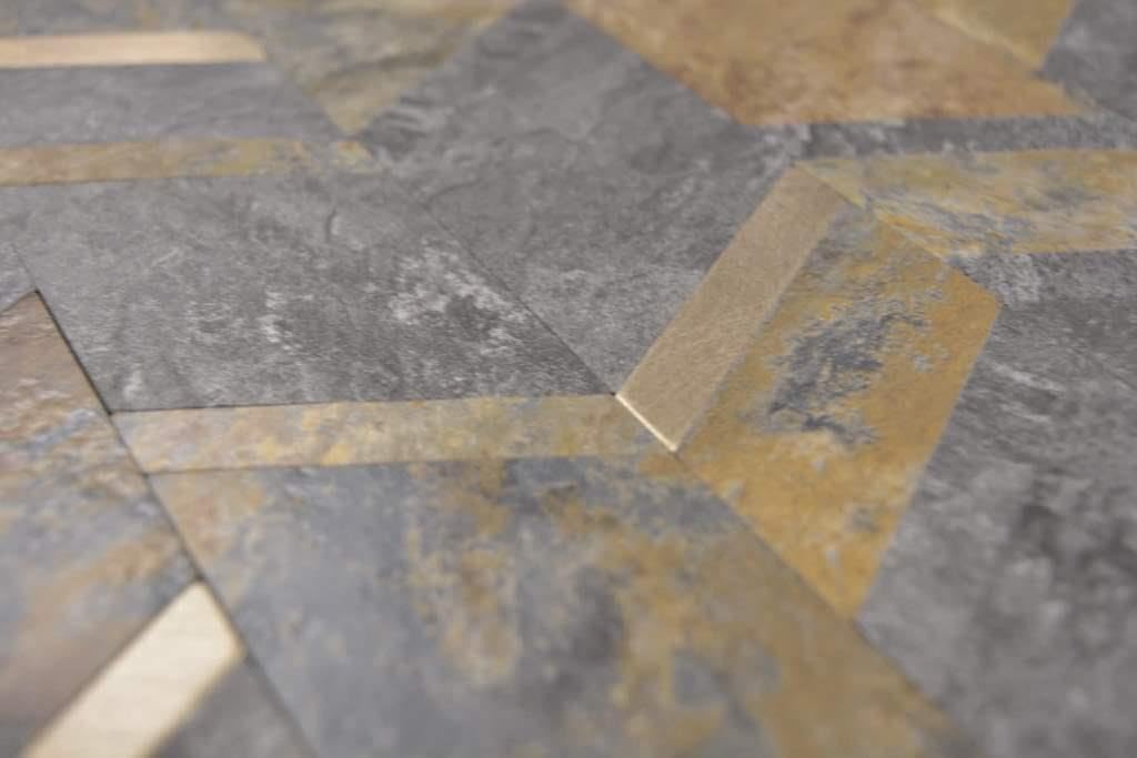 Selbstklebnde Mosaikmatte Pfeil Vinyl Steinoptik RustyGold für WAND KÜCHE Wandverblender Fliesenspie