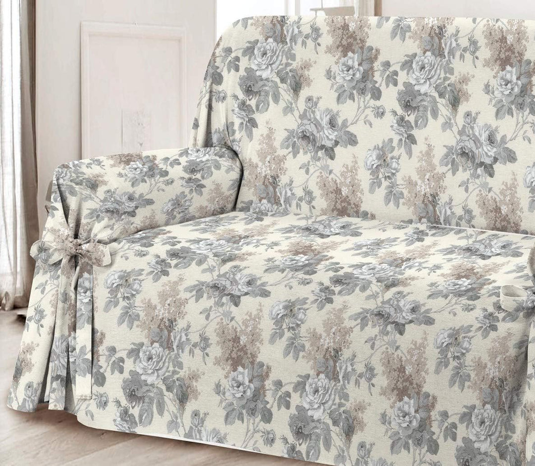 HomeLife Sofabezug Beige & Couch Überzug | weicher Sessel & Sofa Überzug & Sofaüberwurf Decke Blumen