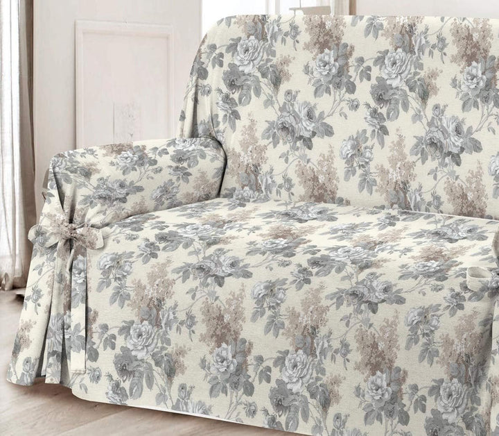 HomeLife Sofabezug Beige & Couch Überzug | weicher Sessel & Sofa Überzug & Sofaüberwurf Decke Blumen