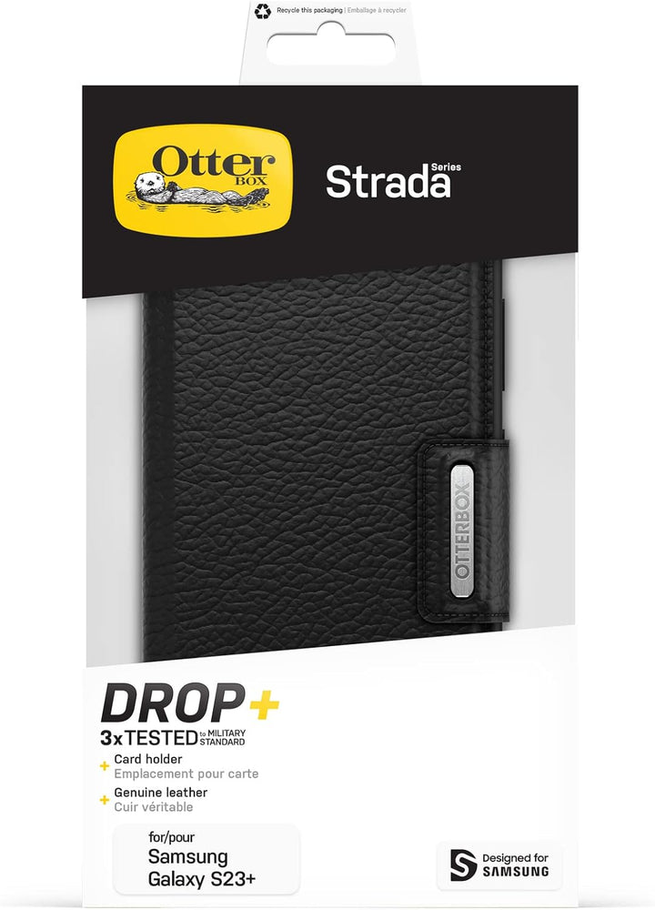 OtterBox Strada Hülle für Galaxy S23+, stossfest, sturzsicher,Premium Lederfolio mit Zwei Kartenhalt