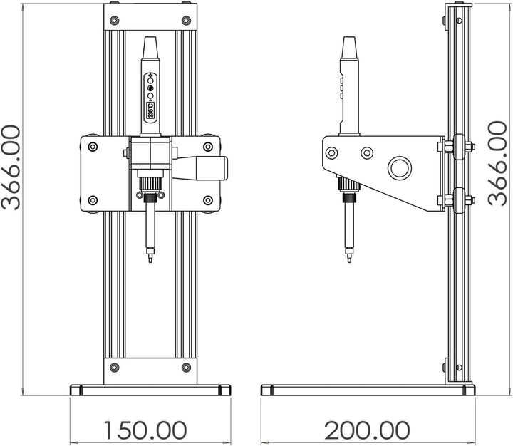 Vertikale Wärmepresse, Werkzeug (Einsteckhöhe 210 mm) mit Heatset-Spitzen, M2-M8, fügen Sie metrisch