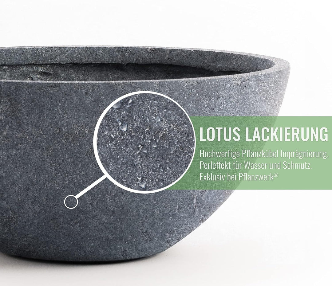 Pflanzwerk® Pflanzkübel Pflanzschale Bowl Ø 36cm Lava Anthrazit *Frostbeständige Blumenschale* *Prem
