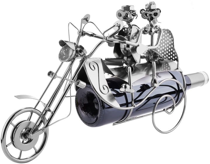 BRUBAKER Flaschenhalter Paar auf Motorrad Metall Skulptur Geschenk mit