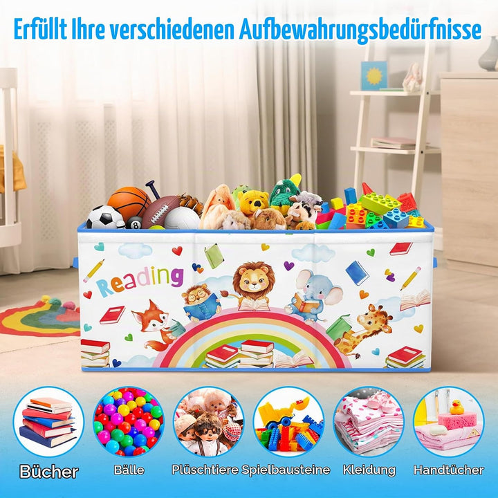 Extra Gross Aufbewahrungsbox mit Deckel Kinder, Zusammenklappbare Oxford-Spielzeugkiste mit Griff fü