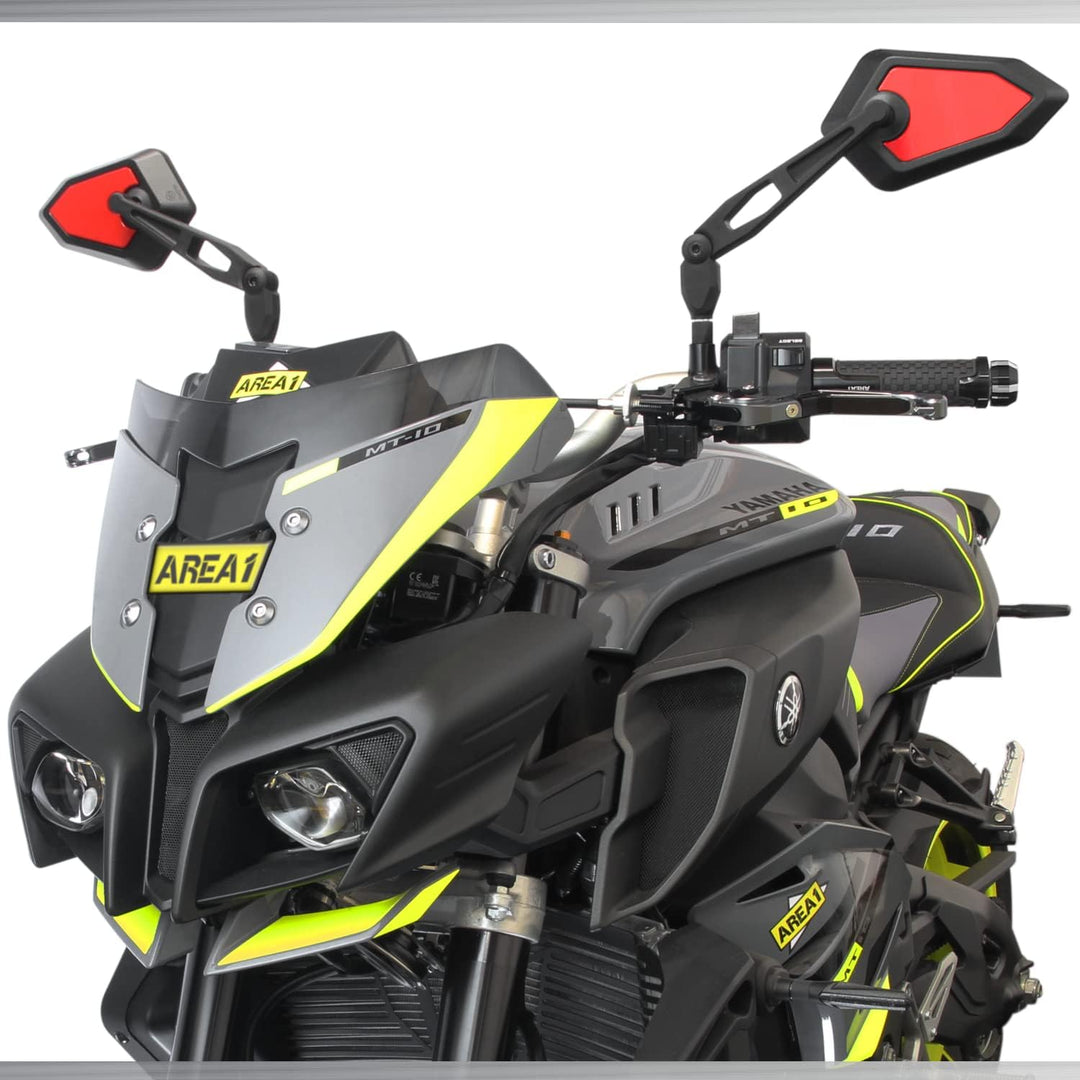 Area1 Universal Motorrad Rückspiegel Paar e-geprüft 2x M10 Rechtsgewinde + Linksgewindeadapter, pass