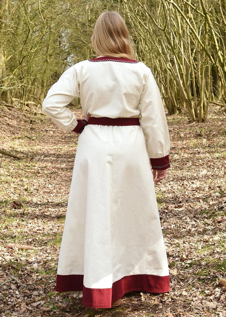 Battle-Merchant Langarm Mittelalter Kleid Jona mit Gürtel für Damen aus Baumwolle | LARP Wikingerkle