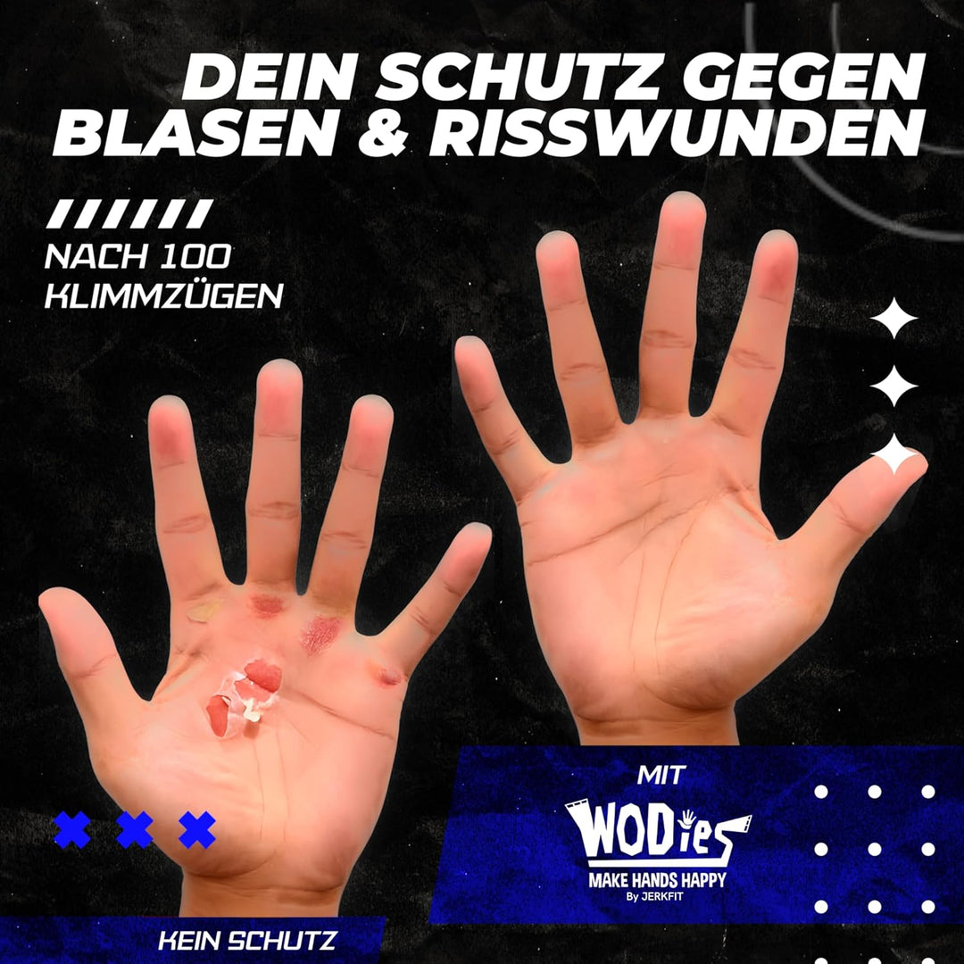 JerkFit WODies 2 in 1 Handgelenkbandage und Handflächenschutz S Blau, S Blau
