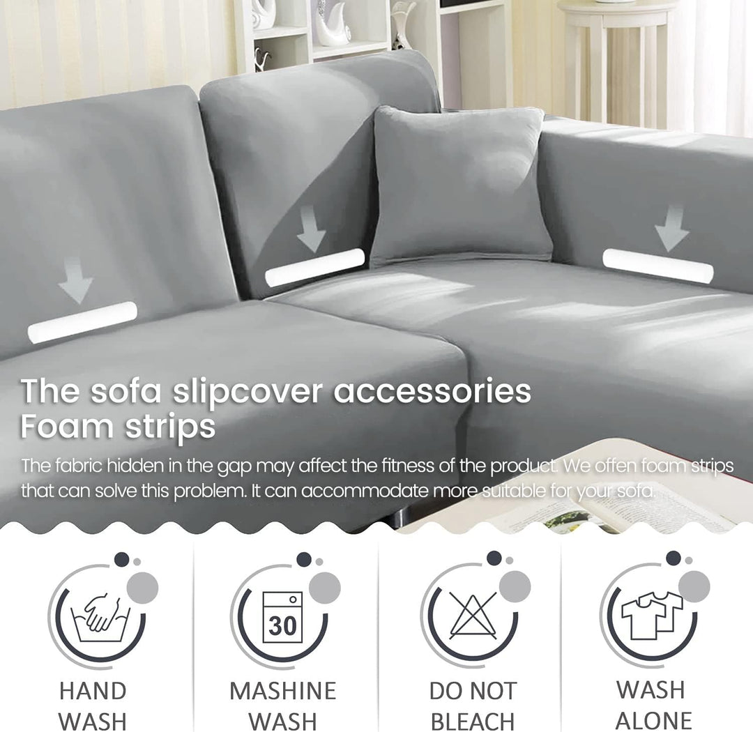 ShowyLive Sofa Überzug Couch Überzug 2er Set für Ecksofa L-Form Sofabezug 3 Sitzer+4 Sitzer, mit 2 S