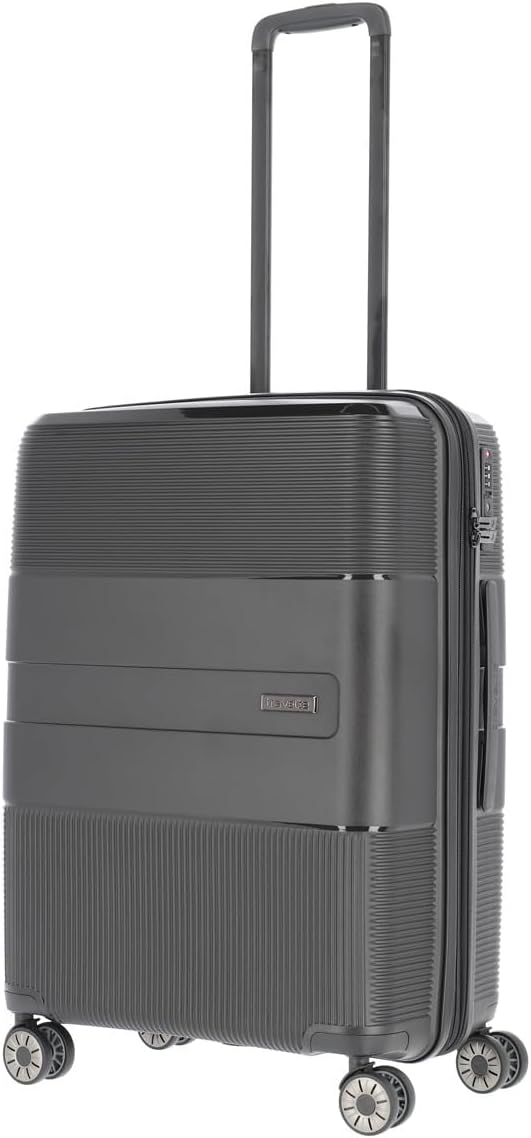 travelite 4-Rad Hartschalen Koffer mittelgross mit Dehnfalte + TSA Schloss, Gepäck Serie WAAL: Stabi