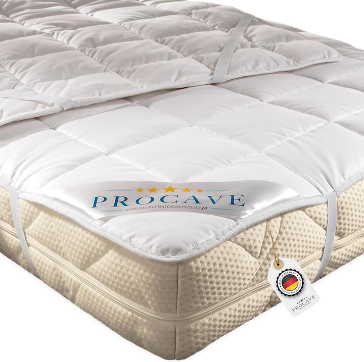 PROCAVE weiches Unterbett aus 100% Baumwolle, atmungsaktiver Matratzen-Schoner, hochwertige Matratze