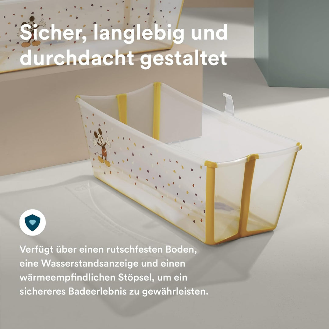 Stokke Flexi Bath, Mickey Celebration - 64 x 24 x 34 cm - Faltbare Babybadewanne für Neugeborene und