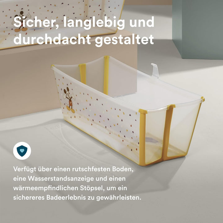 Stokke Flexi Bath, Mickey Celebration - 64 x 24 x 34 cm - Faltbare Babybadewanne für Neugeborene und
